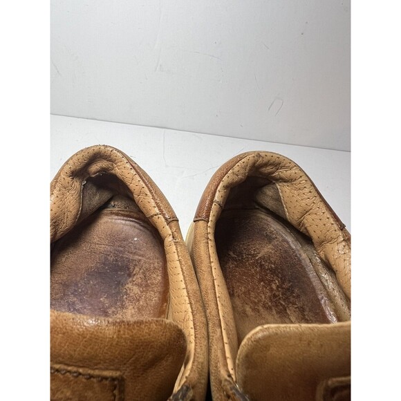 Santoni Shoes Mens Sz 8.5 Leather Lace Up Sneakers Boat Casual Made In Italy - Picture 11 of 13